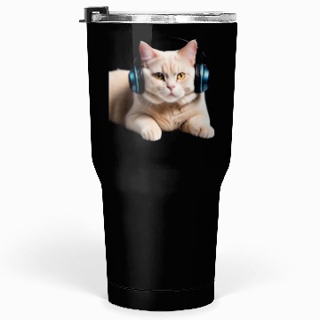 Discover Music Lover Cat V II on Unisex Poly Cotton Tumblers 30 Oz