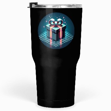 Discover Cyberpunk Pixel Art Gift Box - Neon Ribbons Tumblers 30 Oz