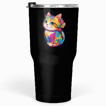 Discover Colorful Cute cat for cat Lovers Tumblers 30 Oz