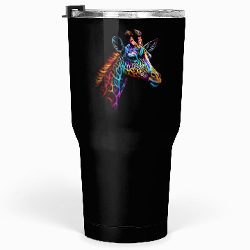 Discover Giraffe Enveloped in Vibrant Neon Patterns Tumblers 30 Oz