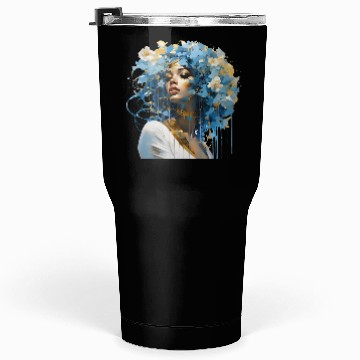 Discover Blue haired floral lady Tumblers 30 Oz