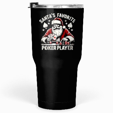 Discover Xmas Santa Claus Poker Player Tumblers 30 Oz