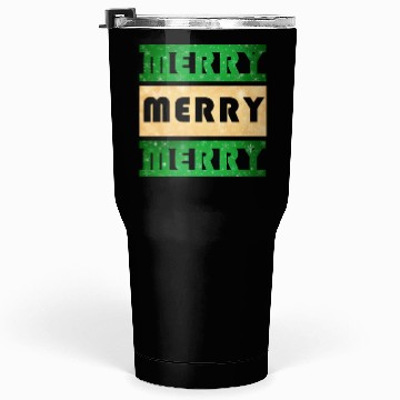 Discover Merry Merry Merry Green and Gold Tumblers 30 Oz