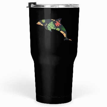 Discover Dolphin Tropical Flower Floral Tumblers 30 Oz