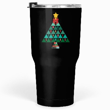 Discover Merry Christmas tree (black bg) using triangles Tumblers 30 Oz