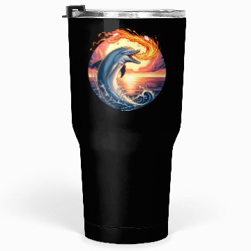 Discover Fire-breathing dolphin sunset Tumblers 30 Oz