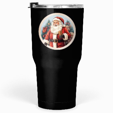 Discover 3D christmassticker circle Santa Claus Tumblers 30 Oz