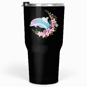 Discover Dolphin Flower Floral Tumblers 30 Oz