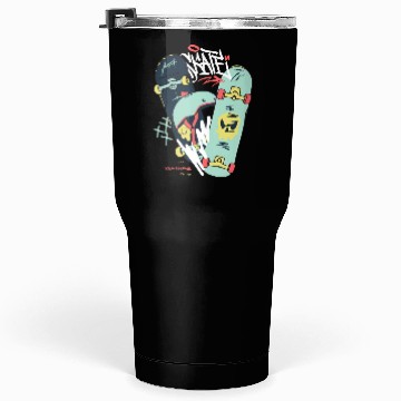 Discover Black Light Green Modern Illustrated Skateboard Tumblers 30 Oz