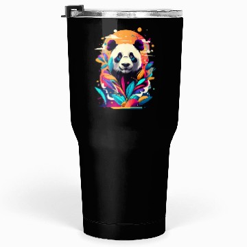 Discover Giant Panda Colourful - Cute Panda Bear Bamboo Tumblers 30 Oz