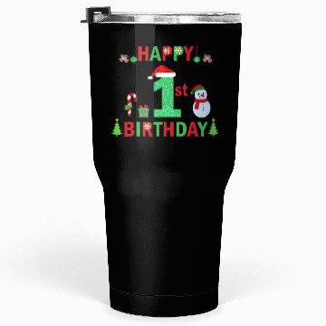 Discover First Birthday On Christmas Baby Bodysuits Tumblers 30 Oz