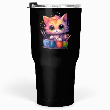Discover cute painting cat Tumblers 30 Oz