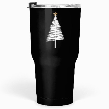 Discover White Christmas Tree Brushstroke with Golden Star Tumblers 30 Oz