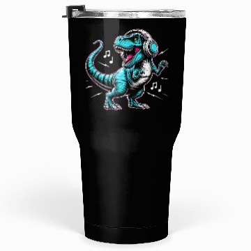 Discover Dancing Tyrannosaurus Rex with Headphone Tumblers 30 Oz