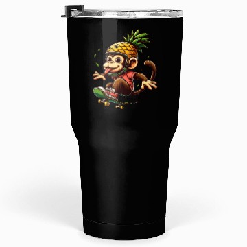 Discover skateboarding monkey with pineapple helmet Tumblers 30 Oz