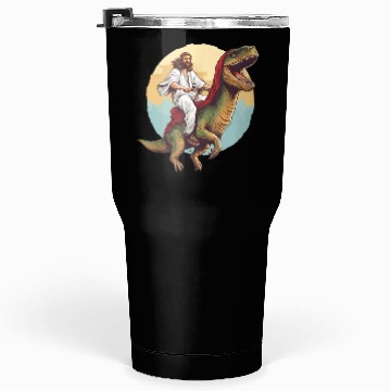 Discover Jesus Riding a Dinosaur Meme Dino Lover Tumblers 30 Oz