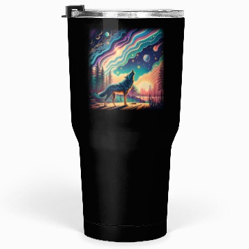 Discover Majestic Wolf Howling At The Eclipse Tumblers 30 Oz