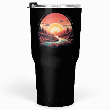 Discover Simple Tumblers 30 Oz design, sun shining over the river.