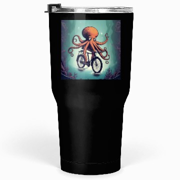Discover A weird octopus riding a bicycle Tumblers 30 Oz