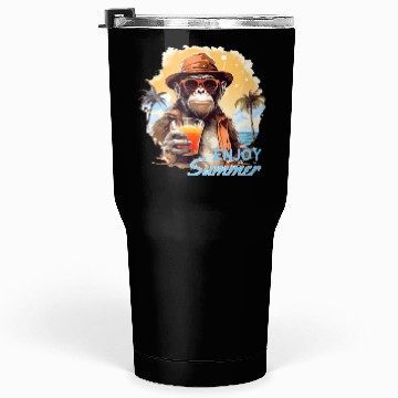Discover Cool Monkey With Drink Funny Animals Chimpanzee Tumblers 30 Oz
