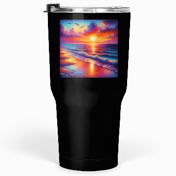 Discover Sunset Serenity: Pastel Beachscape Tumblers 30 Oz