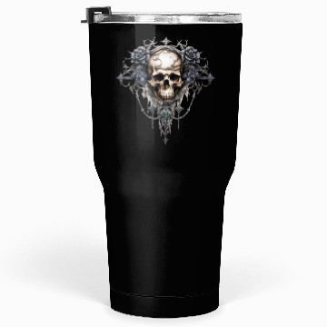 Discover Gothic Art Print with Skull and Roses Tumblers 30 Oz