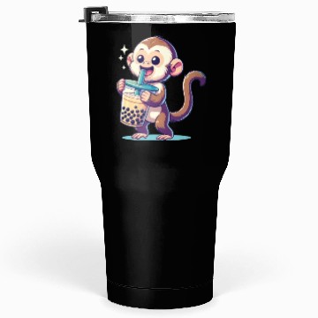 Discover Kawaii Bubble Tea Boba Cappuccino Monkey Tumblers 30 Oz