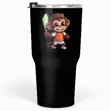 Discover Monkeys in Tennis and Badminton Duel - Hilarious Tumblers 30 Oz