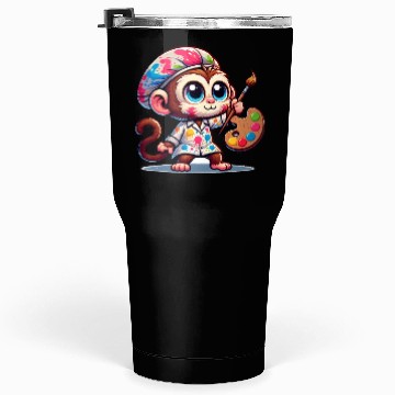 Discover Cute Monkey Artist Tumblers 30 Oz