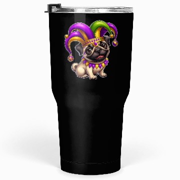 Discover Mardi Gras Pug with Jester Hat Tumblers 30 Oz