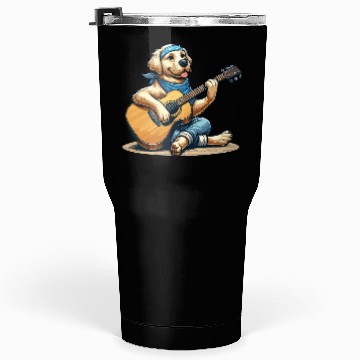 Discover Golden Retriever playing Guitar Tumblers 30 Oz