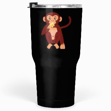 Discover Cute monkey eating banana Tumblers 30 Oz