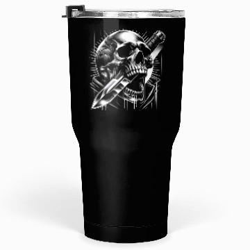 Discover Radiant Edge: Skull with Combat Knife Tumblers 30 Oz