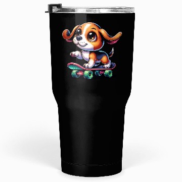 Discover Beagle skateboarder comic cartoon dog Tumblers 30 Oz