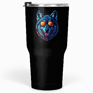 Discover Cool Wolf Face Blue Wolf Wearing Sunglasses Tumblers 30 Oz