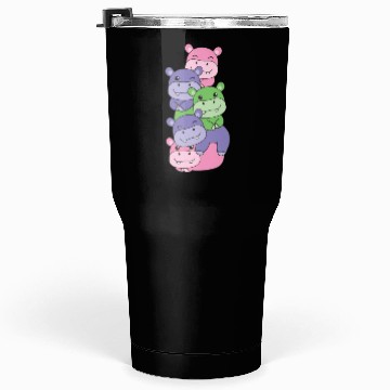 Discover Trigender Flag Pride Lgbtq Cute Hippo Tumblers 30 Oz