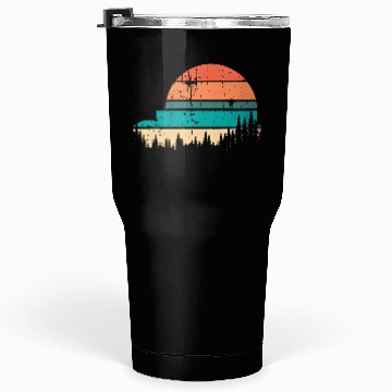 Discover Retro Evergreen Sunset Stepped Circle Design Tumblers 30 Oz