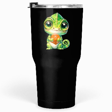Discover Chameleon Holding 20-sided Dice Tumblers 30 Oz