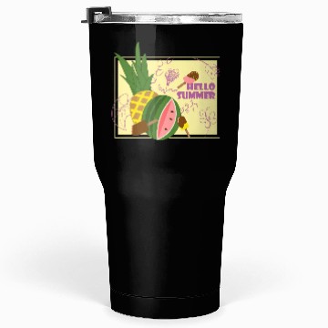 Discover Hello summer fruit ice cream flowers & butterfly Tumblers 30 Oz