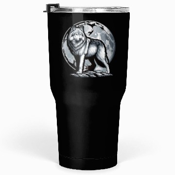 Discover Majestic Moonlit Wolf Illustration Tumblers 30 Oz
