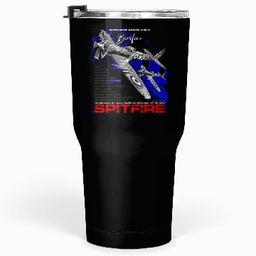 Discover Spitfire Vintage English WW2 Fighter Aircraft Tumblers 30 Oz