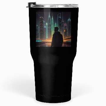 Discover Neon Horizon: A Futuristic Cityscape Tumblers 30 Oz