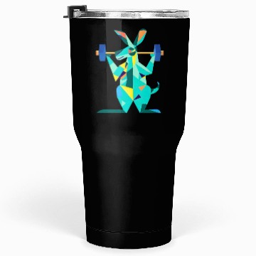 Discover Geometric Gym Roo: Kangaroo's Strength Workout Tumblers 30 Oz