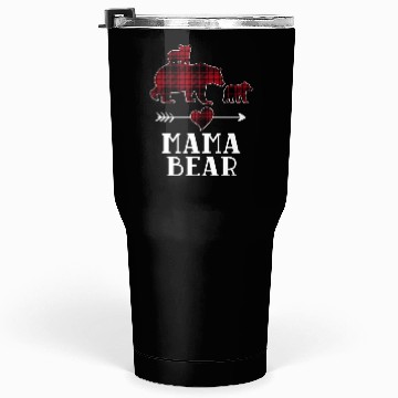 Discover Mama Bear 2 Cubs Tumblers 30 Oz Christmas Mama Bear Plaid