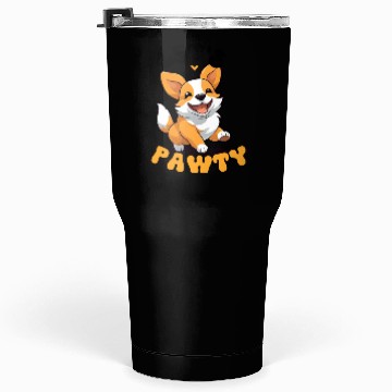 Discover LET'S PAWTY Cute Happy Corgi Dog Tumblers 30 Oz