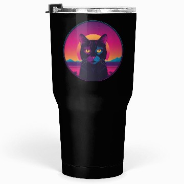 Discover Synthwave Black Cat Tumblers 30 Oz