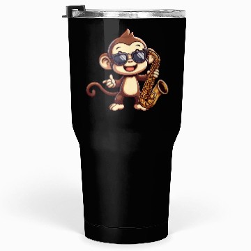 Discover Jazz Saxophone Monkey Chimpanzee Music Lover Tumblers 30 Oz
