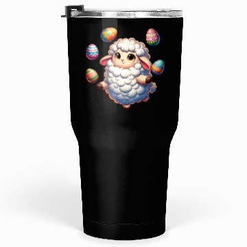 Discover Colorful Easter Egg Juggling Lamb Cartoon Tumblers 30 Oz