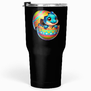 Discover Easter Egg Dino T-Rex Hatching Colorful Cartoon Tumblers 30 Oz