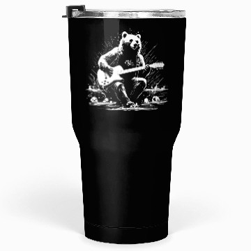 Discover Grizzly Bear Playing Guitar Tumblers 30 Oz
